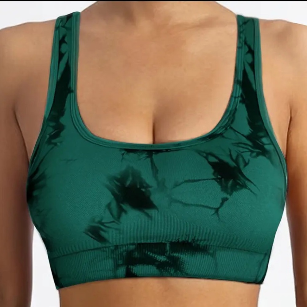 Callie Lives Stasia Tie Dye Compression Activewear Gym Crop Top Short Set LARGE
